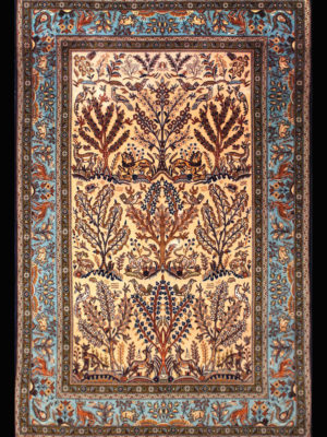 PERSIAN VINTAGE QUM  KORK WOOL SILK HIGHLIGHTS  3.7 X 5.5