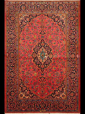 PERSIAN VINTAGE KASHAN SIGNED SHADZAR  3.9 x 5.8