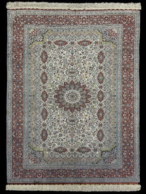 TURKISH VINTAGE FINE ALL SILK TABRIZ DESIGN SIGNED - OZIPEK -  8 X 11