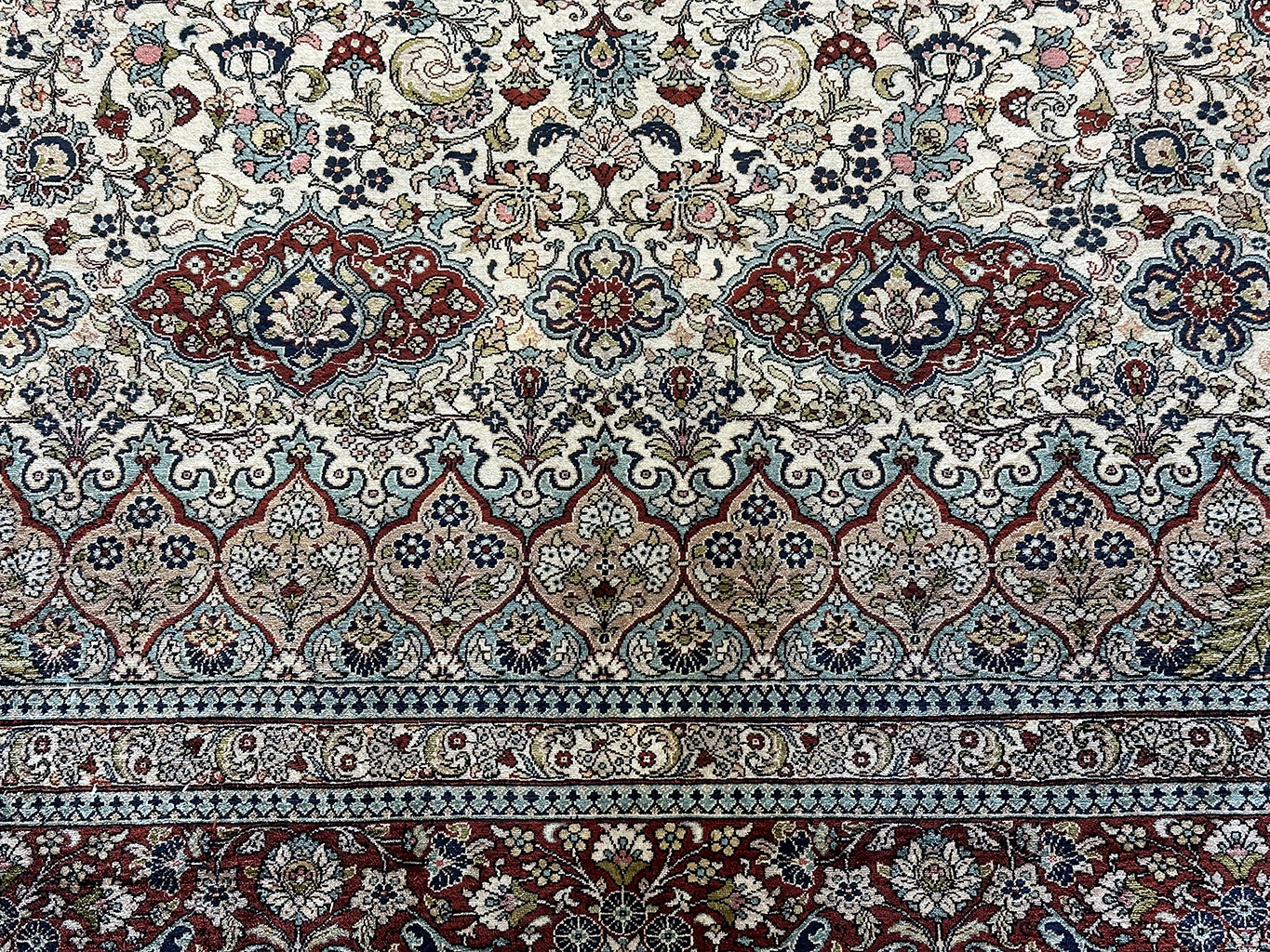 TURKISH VINTAGE FINE ALL SILK TABRIZ DESIGN SIGNED - OZIPEK - 8 X 11 - Image 6
