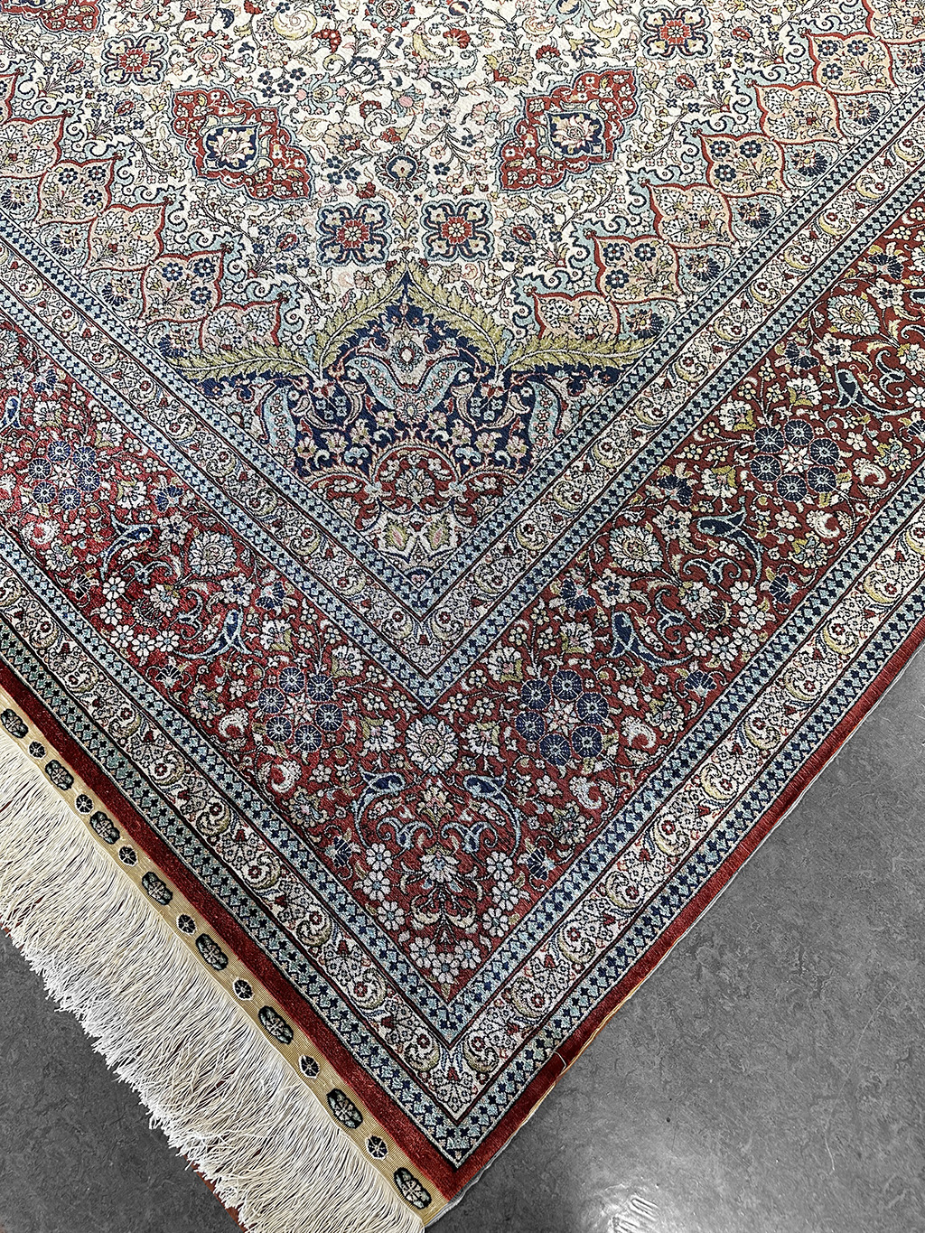 TURKISH VINTAGE FINE ALL SILK TABRIZ DESIGN SIGNED - OZIPEK - 8 X 11 - Image 7