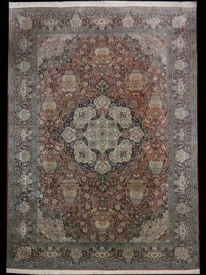 INDIA VINTAGE FINE SILK KASHMIR  9 X 12.2