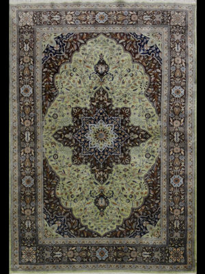 EGYPTIAN VINTAGE FINE ALL SILK TABRIZ  4.11 X 7.6