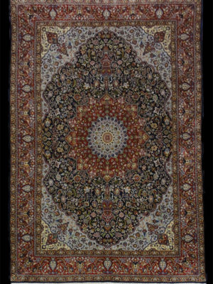 EGYPTIAN VINTAGE FINE ALL SILK TABRIZ  5.2 X 7.8