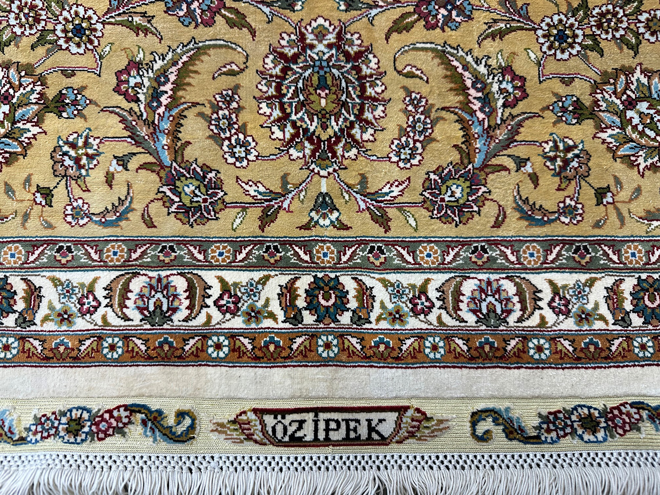 TURKISH ALL SILK SIGNED OZIPEK 6.8 X 9.10 - Image 4