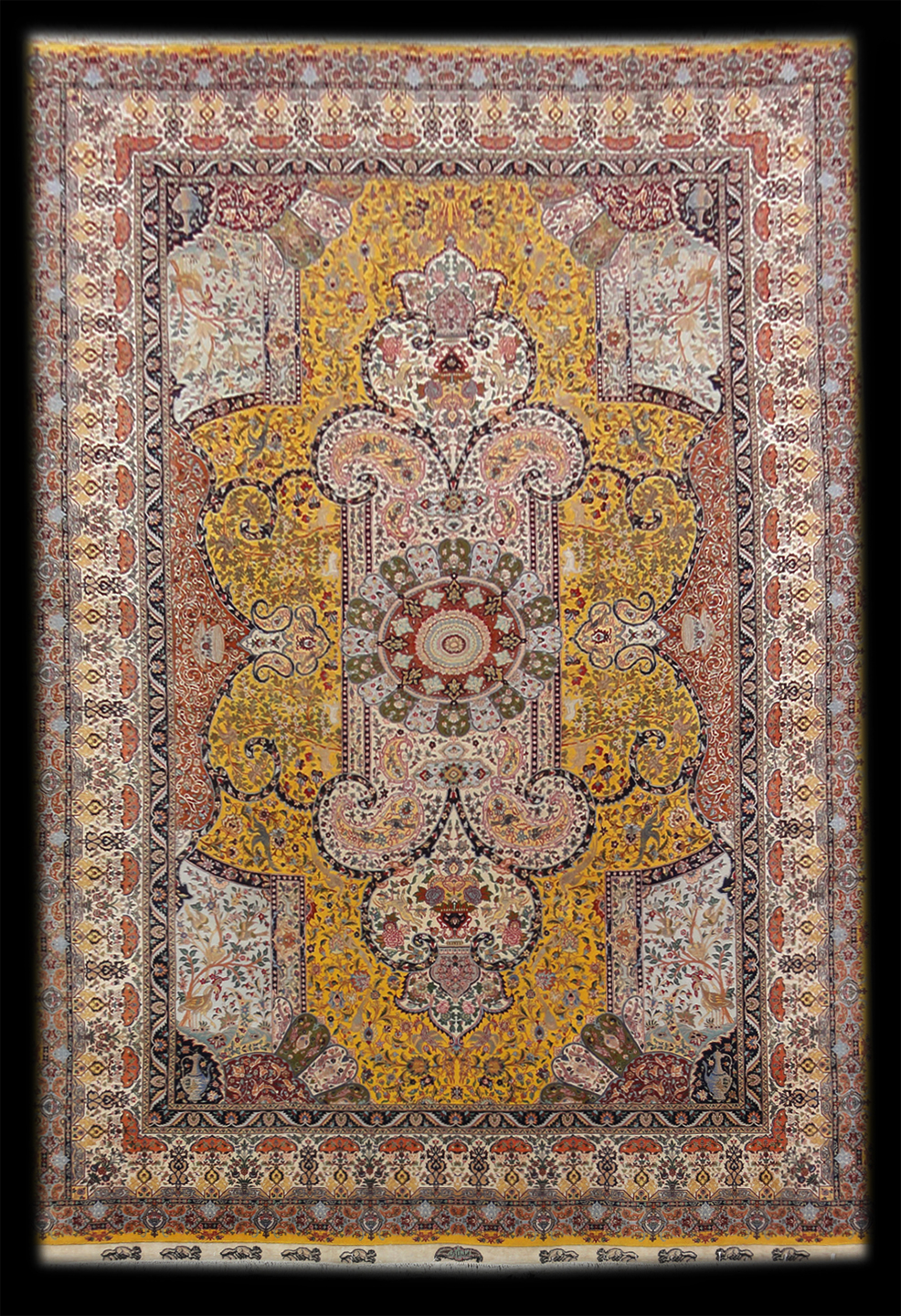 PERSIAN VINTAGE MASTERPIECE TABRIZ NEZAM MUJALABADI 11.7 X 16.9