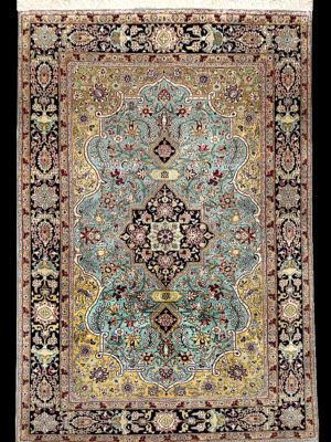PERSIAN VINTAGE QUM SILK  3.5 X 5.6