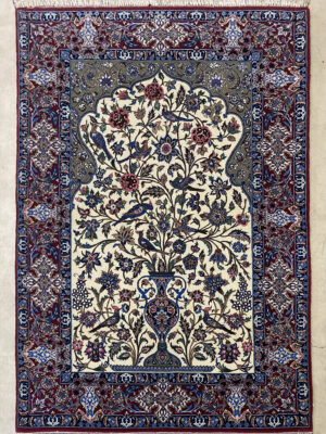 PERSIAN VERY FINE ESFAHAN TREE OF LIFE DESIGN 3.8 X 5.6