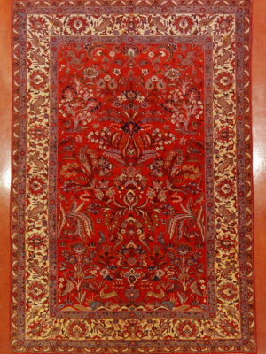 PERSIAN VINTAGE QUM WOOL "TREE OF LIFE" 6.3 X 9.3