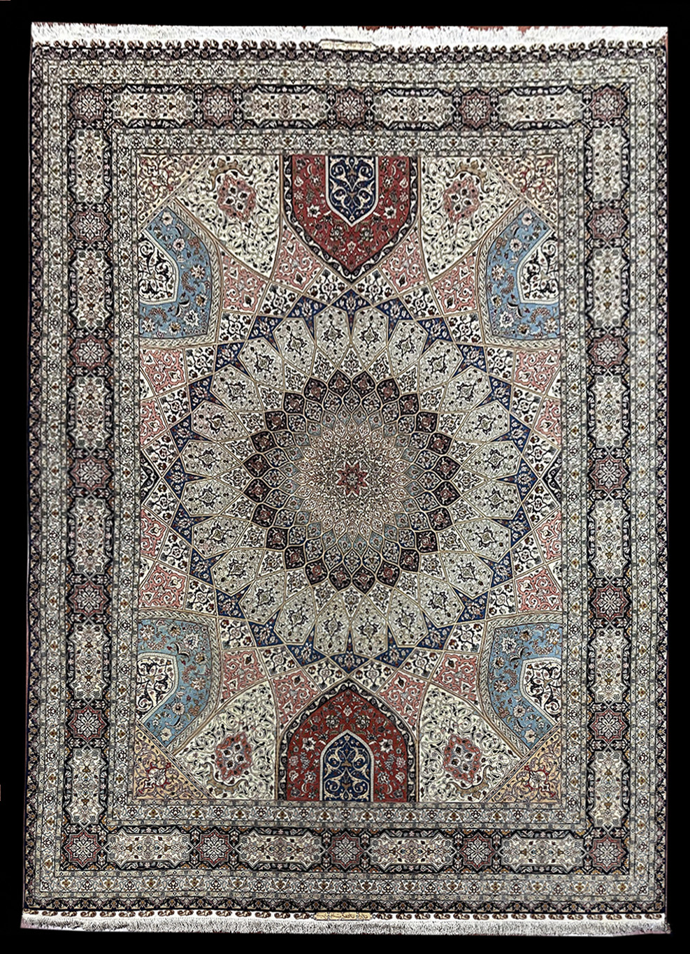 PERSIAN VERY FINE PERSIAN TABRIZ GHOMBAB MOSQUE SIGNED AND WOVEN BY MAHDAVAN 9.8 X 13.10