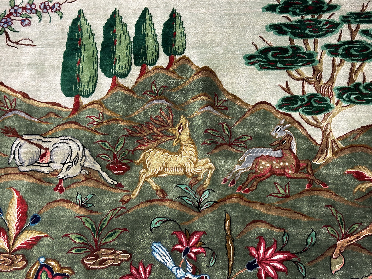 PERSIAN HUNTING SCENE QUM SIGNED BY KUMAR ABBASSI 3.4 X 5.5 - Image 6