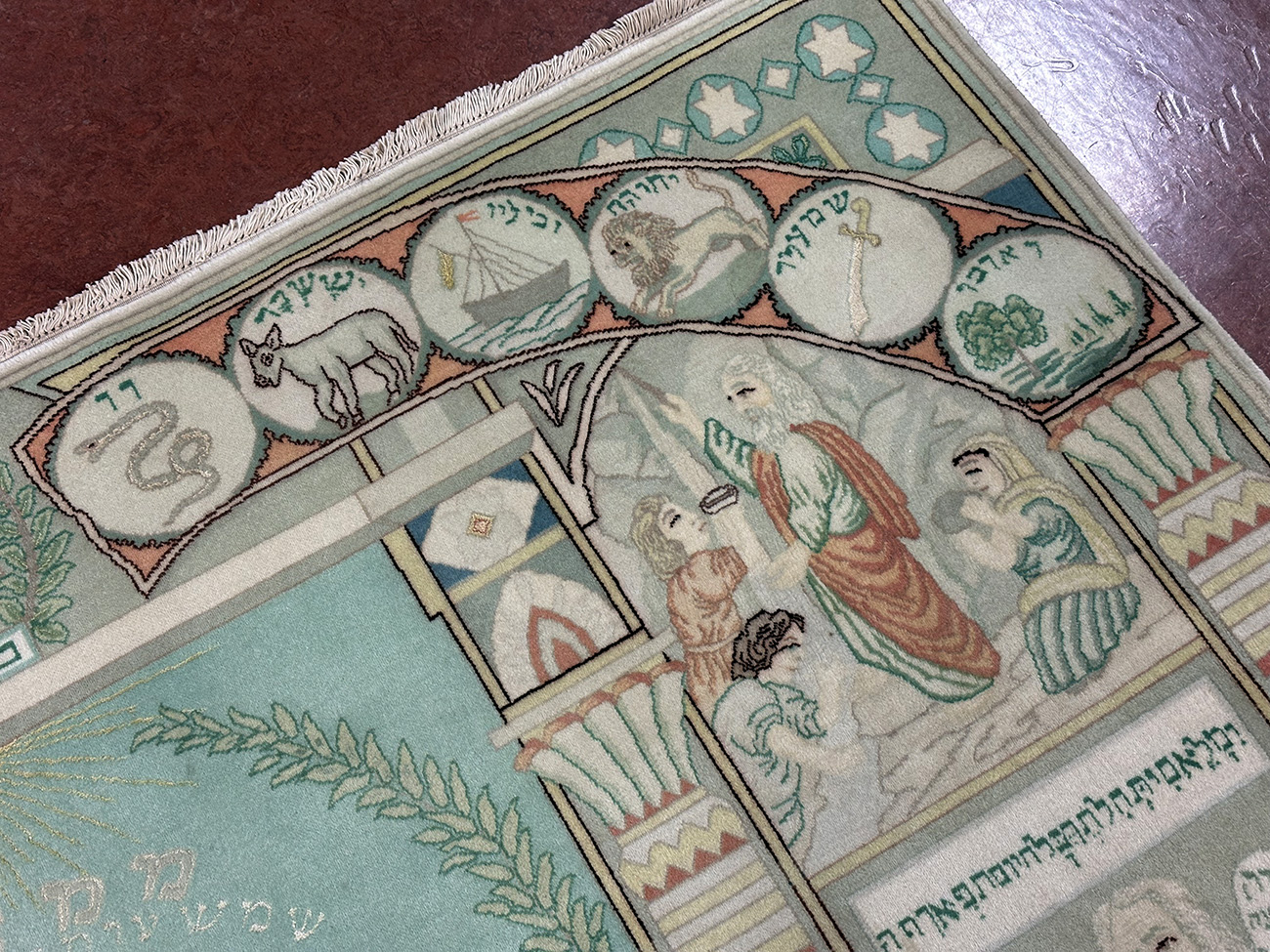 PERSIAN TABRIZ PICTORIAL JUDAICA SCENES 4.11 X 6.7 - Image 7