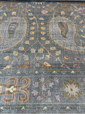 TRANSITIONAL BOTEH PAISLEY DESIGN GREY 9 X 12