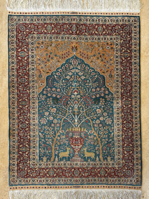 TURKISH MASTERPIECE VINTAGE PICTORIAL HEREKEH OZIPEK 2.8 X 3.4 - SOLD