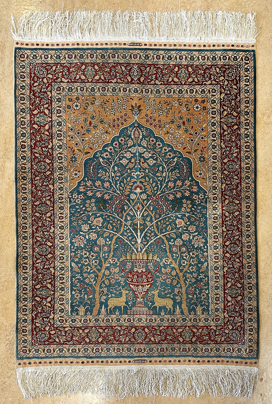 TURKISH MASTERPIECE VINTAGE PICTORIAL HEREKEH OZIPEK 2.8 X 3.4 - SOLD