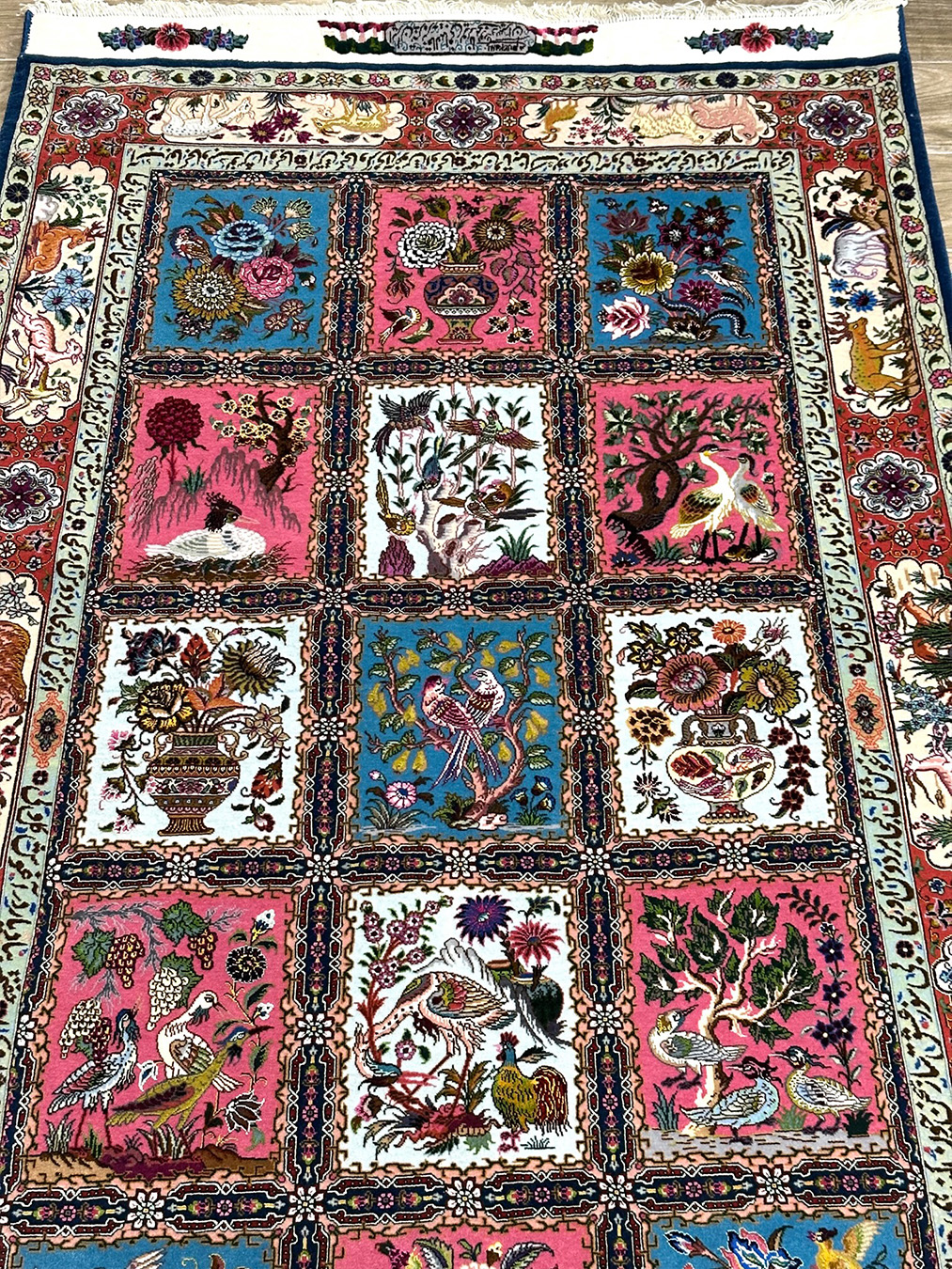 PERSIAN MASTERPIECE TABRIZ GOLESTAN SIGNED POURNAMI 3.5 X 5.10 - Image 2