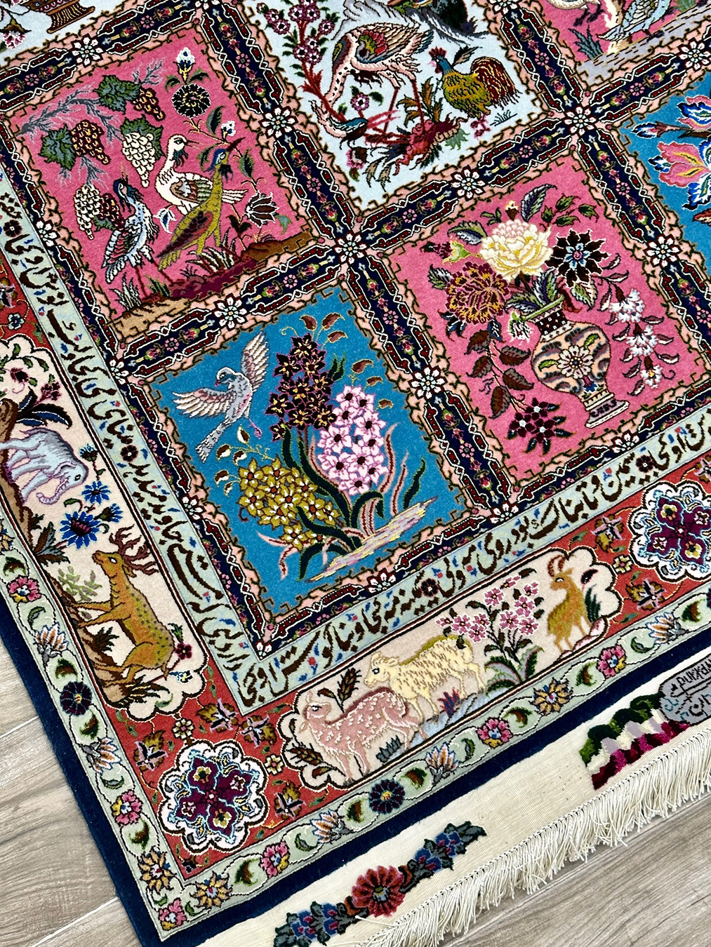 PERSIAN MASTERPIECE TABRIZ GOLESTAN SIGNED POURNAMI 3.5 X 5.10 - Image 3