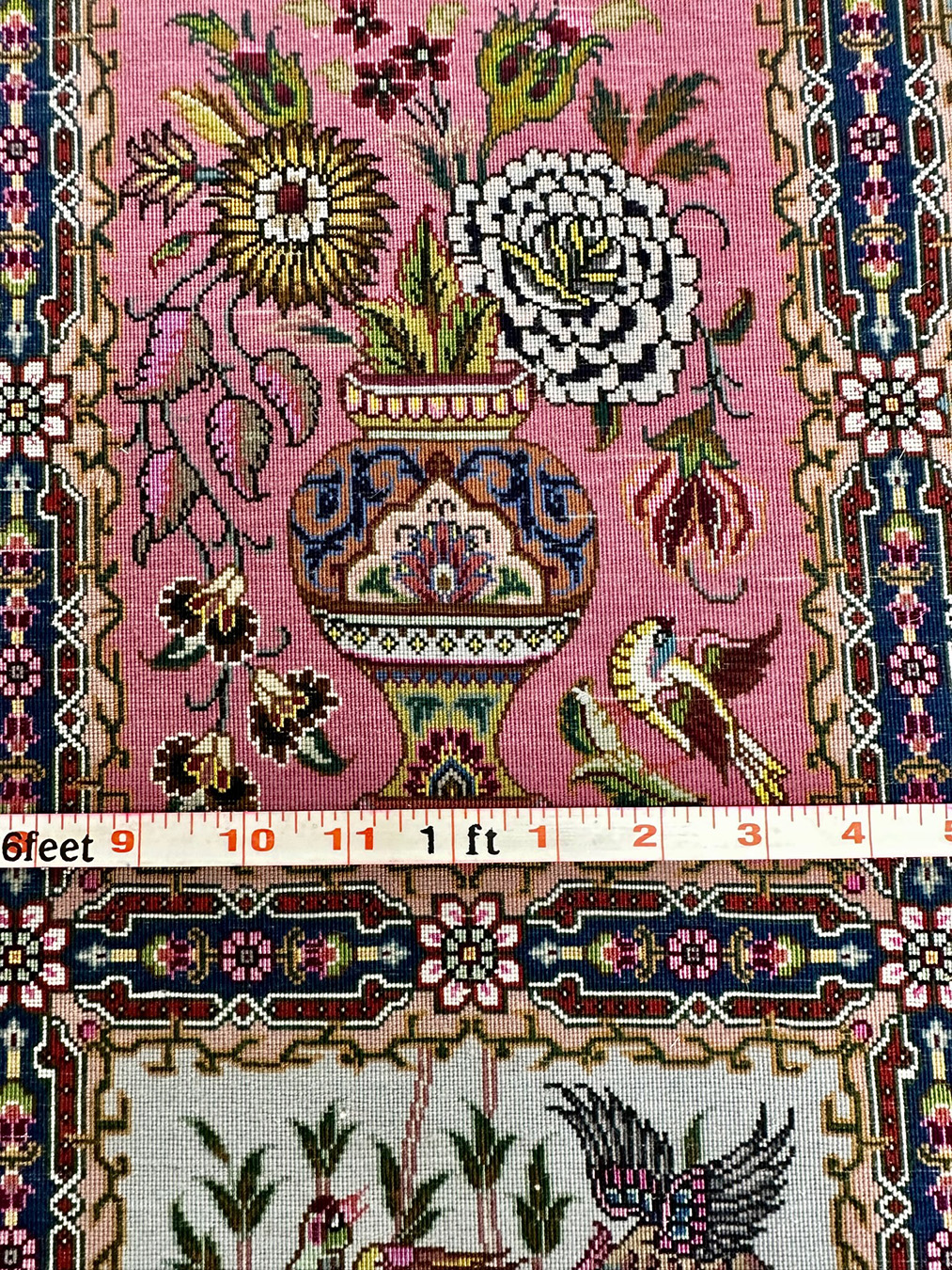 PERSIAN MASTERPIECE TABRIZ GOLESTAN SIGNED POURNAMI 3.5 X 5.10 - Image 8