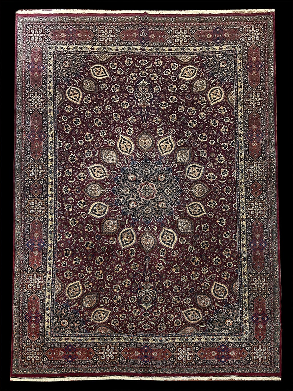 PERSIAN VINTAGE MASHAD SIGNED BY RAZAHI 11.2 X 15.7