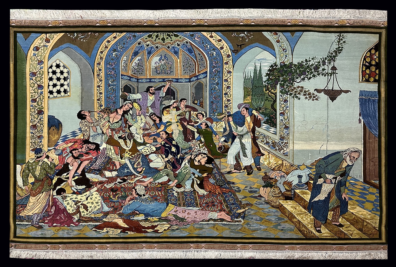 A MASTERPICE PICTORIAL PERSIAN TABRIZ WITH HAFEZ POETRY 7.7 X 9.11 - Image 2