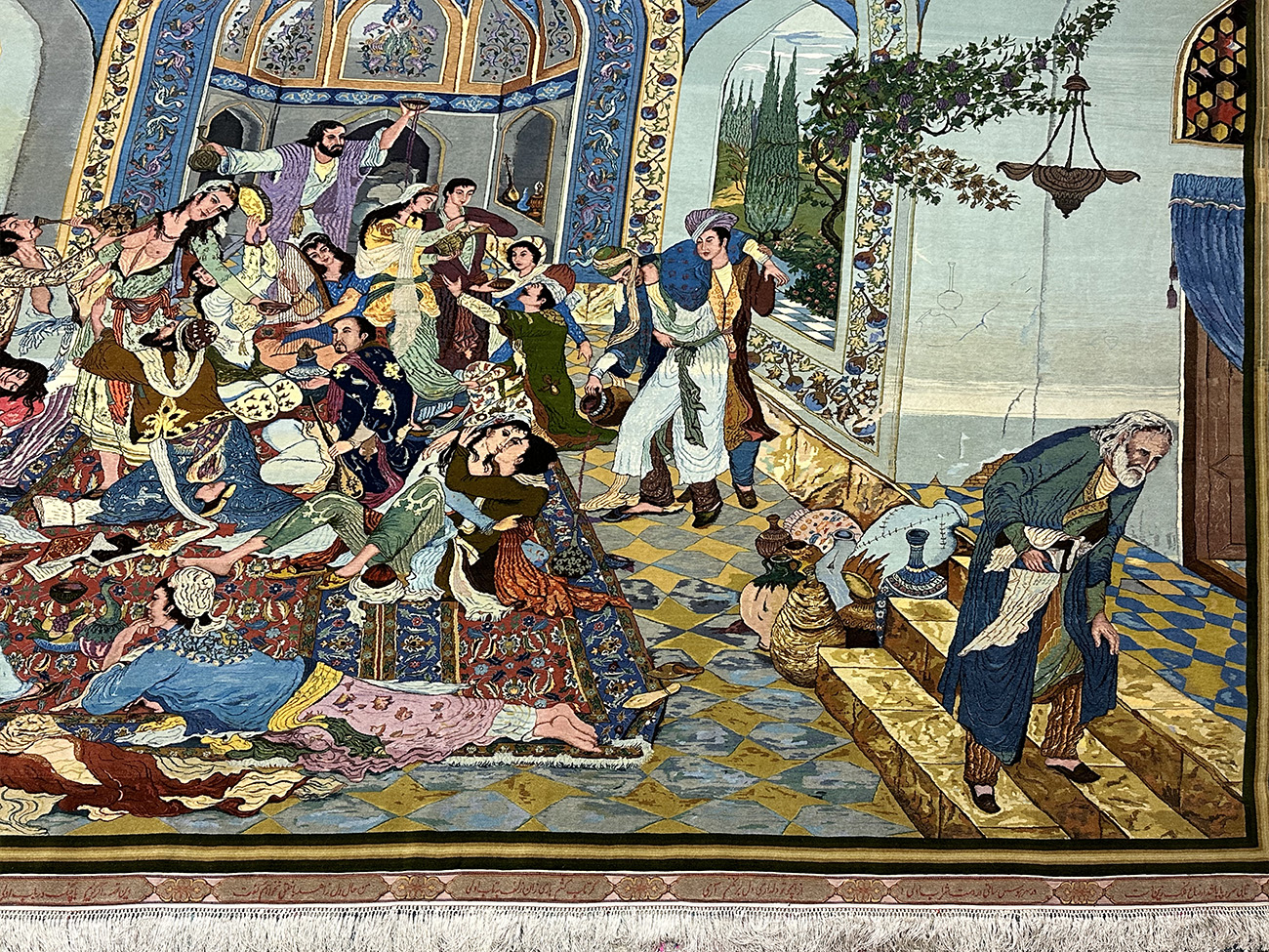 A MASTERPICE PICTORIAL PERSIAN TABRIZ WITH HAFEZ POETRY 7.7 X 9.11 - Image 4