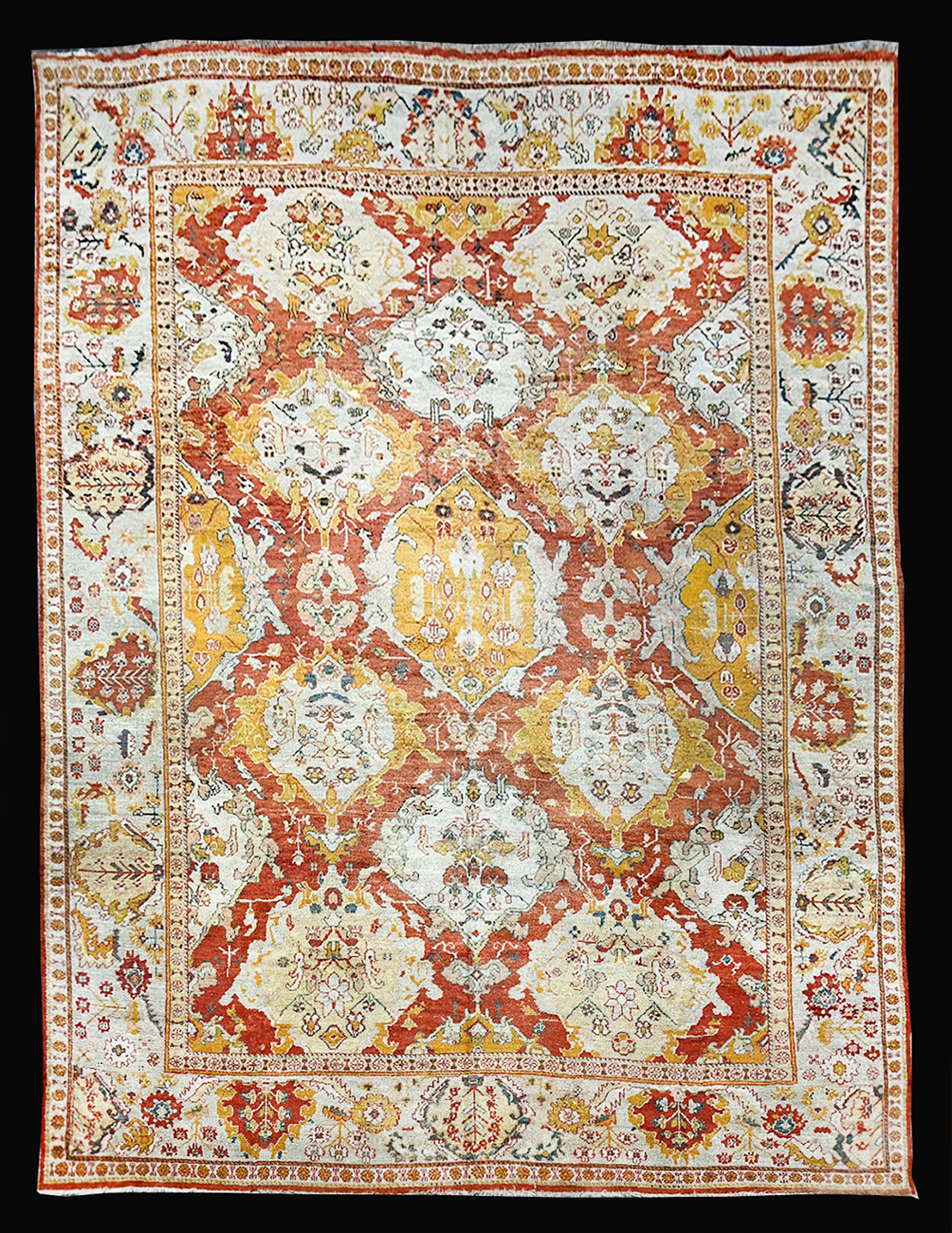 A TURKISH ANTIQUE OUSHAK EMBASSY SIZE 13.3 X 18.9