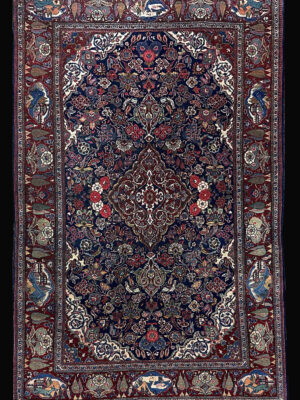 PERSIAN VINTAGE KASHAN PICTORIAL  4.3 X 7.1