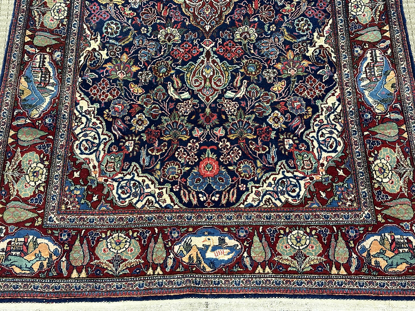 PERSIAN VINTAGE KASHAN PICTORIAL 4.3 X 7.1 - Image 2